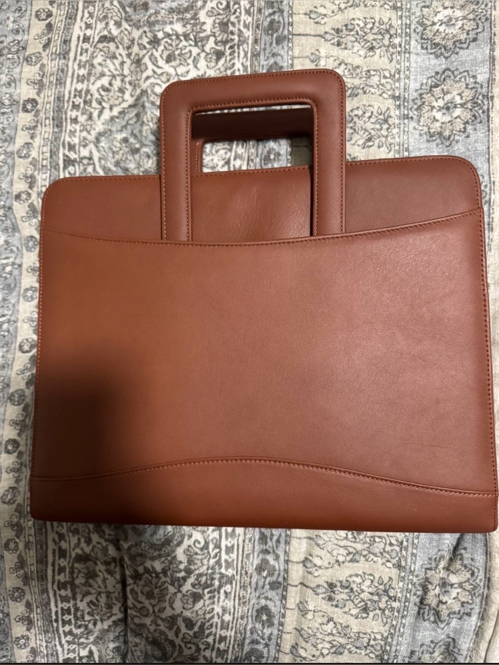 ROYCE New York Structured Leather Briefcase in Cognac